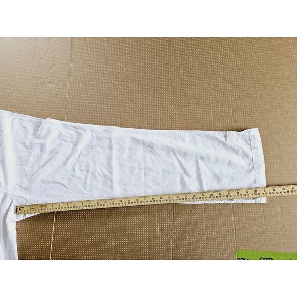 COLUMBIA Linen Wide Leg Pants Womens 12 Khaki Drawstring Straight Linen Cotton - Picture 7 of 13